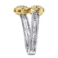 Punk Two Tone Twisted Zircon Ring For Women European American Fashion Jewelry view 4