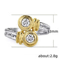 Punk Two Tone Twisted Zircon Ring For Women European American Fashion Jewelry view 5