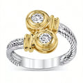 Punk Two Tone Twisted Zircon Ring For Women European American Fashion Jewelry view 2