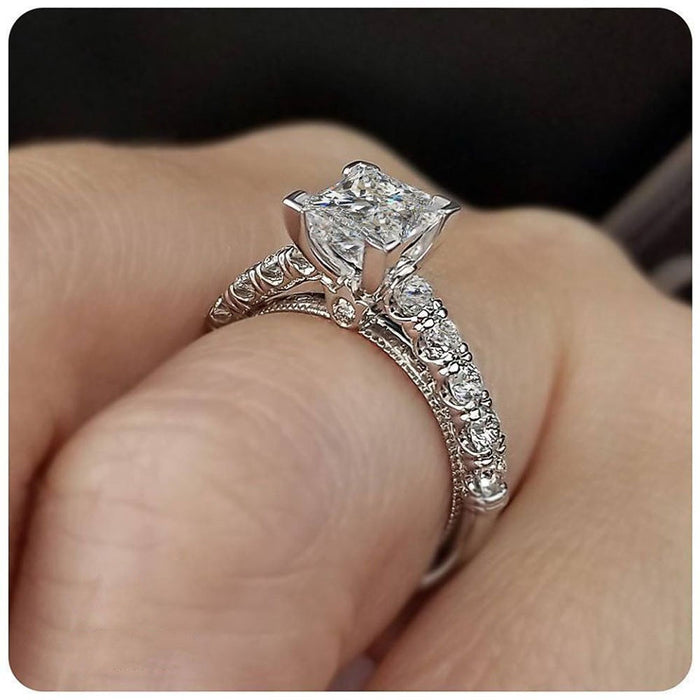 Classic Micro Pave Zircon Marquise Women's Wedding Ring Proposal Engagement Jewelry