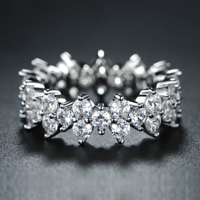 Women's Full Pave Cubic Zirconia Index Finger Ring, Everyday Versatile Fashion Jewelry