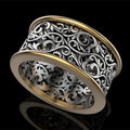 Creative Vintage Hollow Floral Pattern Alloy Ring For Men European American Fashion Jewelry view 2