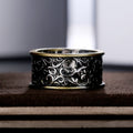 Creative Vintage Hollow Floral Pattern Alloy Ring For Men European American Fashion Jewelry view 4