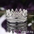 Fashion Silver Plated Crown Ring Detachable Three In One Stackable Women's Ring Set view 5