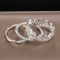 Fashion Silver Plated Crown Ring Detachable Three In One Stackable Women's Ring Set view 4