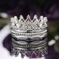 Fashion Silver Plated Crown Ring Detachable Three In One Stackable Women's Ring Set view 2