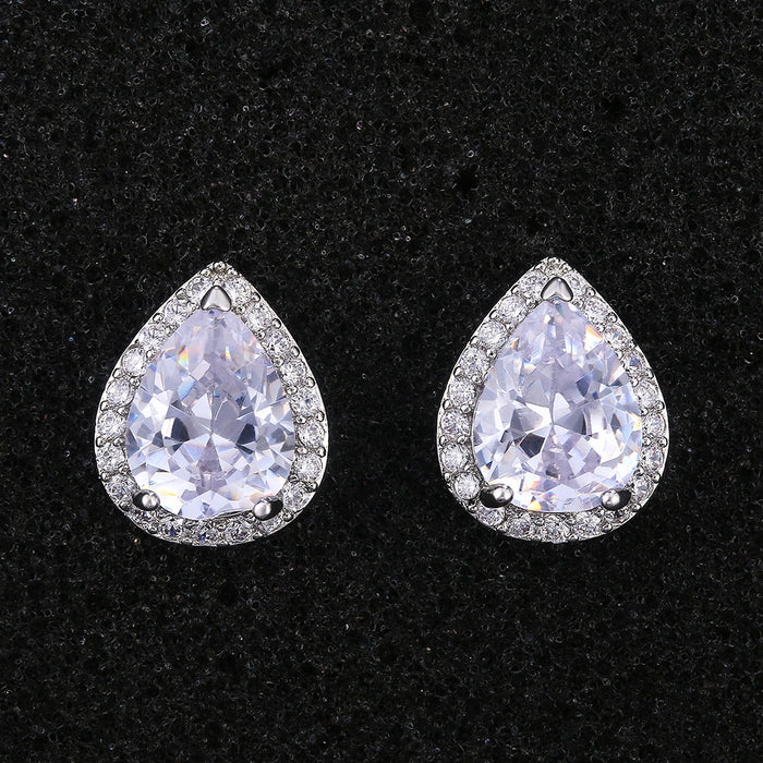 Delicate Teardrop Cubic Zirconia Dangle Earrings For Women, European Style Jewelry