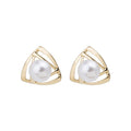 Elegant Hollow Geometric Triangle Gold Alloy Faux Pearl Stud Clip On OL Minimalist Fashion Earrings view 5