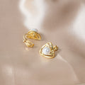 Elegant Hollow Geometric Triangle Gold Alloy Faux Pearl Stud Clip On OL Minimalist Fashion Earrings view 3