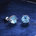 Fashion OL Micro Pave Blue Cubic Zirconia Stud Earrings For Women, Engagement Daily Jewelry view 2