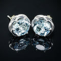 Fashion OL Micro Pave Blue Cubic Zirconia Stud Earrings For Women, Engagement Daily Jewelry view 1