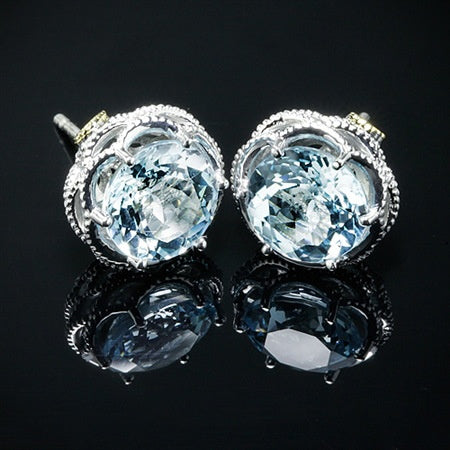 Fashion OL Micro Pave Blue Cubic Zirconia Stud Earrings For Women, Engagement Daily Jewelry
