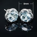 Fashion OL Micro Pave Blue Cubic Zirconia Stud Earrings For Women, Engagement Daily Jewelry view 5