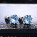Fashion OL Micro Pave Blue Cubic Zirconia Stud Earrings For Women, Engagement Daily Jewelry view 3