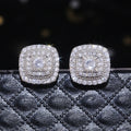 Fashion Vintage Square Stud Earrings With Micro Pave White Zircon For Women view 4