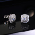 Fashion Vintage Square Stud Earrings With Micro Pave White Zircon For Women view 3