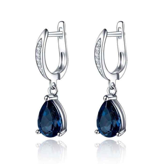Elegant Teardrop Zircon Earrings For Women European American Versatile Jewelry