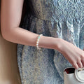 Gold Plated Baroque Freshwater Pearl Ruyi Clasp Bracelet, Vintage Elegant Best Friend Style view 4