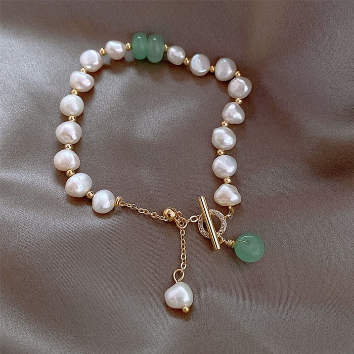 Gold Plated Baroque Freshwater Pearl Ruyi Clasp Bracelet, Vintage Elegant Best Friend Style