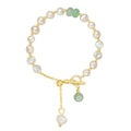 Gold Plated Baroque Freshwater Pearl Ruyi Clasp Bracelet, Vintage Elegant Best Friend Style view 5