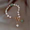 Gold Plated Baroque Freshwater Pearl Ruyi Clasp Bracelet, Vintage Elegant Best Friend Style view 3