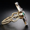 Simple Two Tone Gemstone Four Leaf Clover Women's Ring, European Fashion Jewelry view 3
