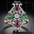 Simple Two Tone Gemstone Four Leaf Clover Women's Ring, European Fashion Jewelry view 5