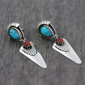 Vintage Faux Turquoise Women's Stud Earrings, Ethnic Style Personality Ear Jewelry view 1