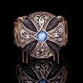 Vintage Punk Cross Flower Men's Ring, European Noble Style Finger Jewelry view 2