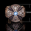 Vintage Punk Cross Flower Men's Ring, European Noble Style Finger Jewelry view 5