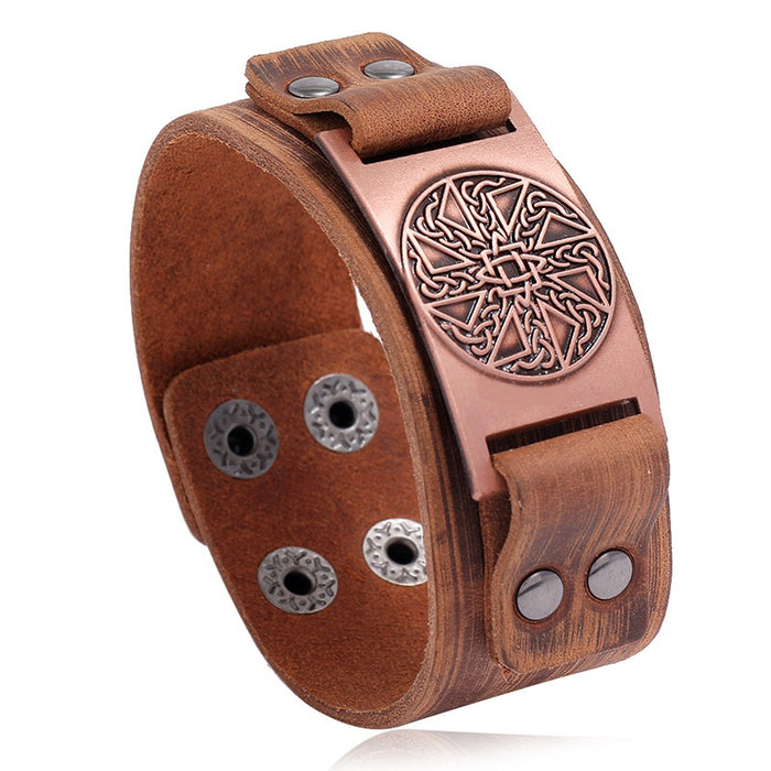 Vintage Punk Cowhide Leather Bracelet Nordic Viking Simple Fashion Unisex Accessory