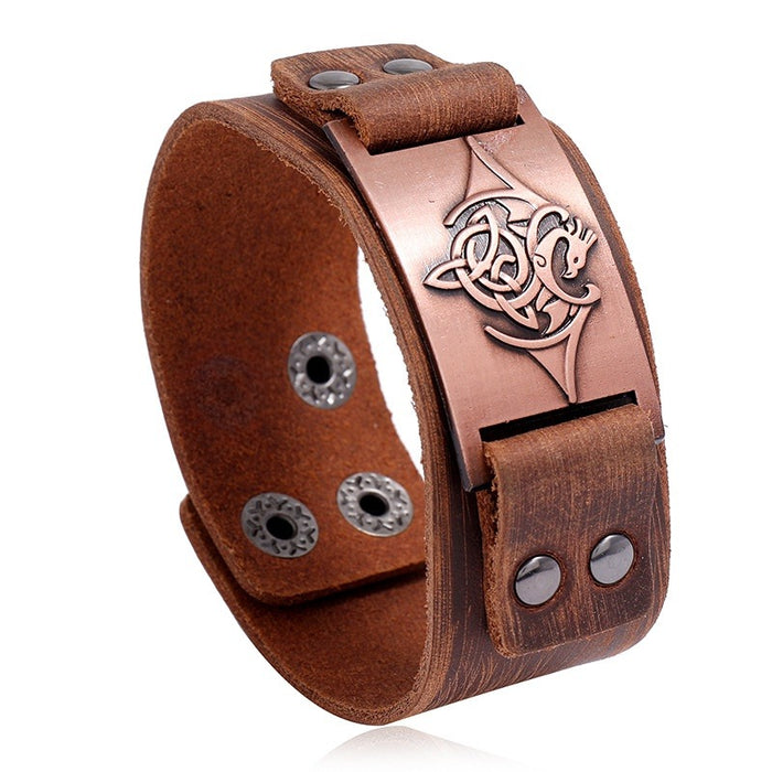 Simple Vintage Men's Cowhide Leather Bracelet Rock Biker Style Personalized Wrist Accessories