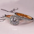 Luxury Two Tone Copper Ring Pair With Micro Pave Zircon Stones, Elegant Women Jewelry view 5
