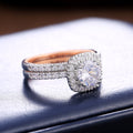 Luxury Two Tone Copper Ring Pair With Micro Pave Zircon Stones, Elegant Women Jewelry view 2