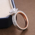 Luxury Two Tone Copper Ring Pair With Micro Pave Zircon Stones, Elegant Women Jewelry view 3
