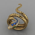 Creative Snake Shape Ring With Sapphire Blue Zircon Inlay, Unisex European American Finger Jewelry view 1