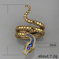Creative Snake Shape Ring With Sapphire Blue Zircon Inlay, Unisex European American Finger Jewelry view 5