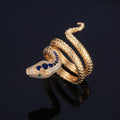 Creative Snake Shape Ring With Sapphire Blue Zircon Inlay, Unisex European American Finger Jewelry view 4