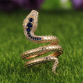 Creative Snake Shape Ring With Sapphire Blue Zircon Inlay, Unisex European American Finger Jewelry view 3
