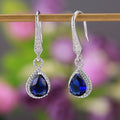 Elegant Unique Sapphire Blue Cubic Zirconia Women's Earrings, Creative Jewelry view 4