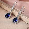 Elegant Unique Sapphire Blue Cubic Zirconia Women's Earrings, Creative Jewelry view 3
