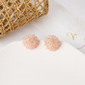 Elegant Korean Handmade Woven Crystal Flower Ball Studs Colorful 925 Silver Needle Fashion Earrings view 4