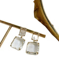 Transparent Geometric Square Faux Crystal Metal Drop Earrings, European Statement Fashion Design view 5
