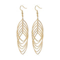 Elegant Hollow Layered Leaf Oval Metal Alloy Long Drop Dangle Statement Jewelry For Women Earrings view 5