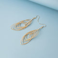 Elegant Hollow Layered Leaf Oval Metal Alloy Long Drop Dangle Statement Jewelry For Women Earrings view 4