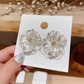 Korean Style Transparent Artificial Crystal Flower Stud Earrings With Silver Pins For Women view 1