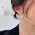 Korean Style Transparent Artificial Crystal Flower Stud Earrings With Silver Pins For Women view 2