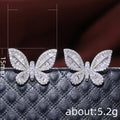 Fashion Butterfly Zircon Stud Earrings For Women, Korean Style Elegant Rhinestone Ear Jewelry view 4