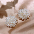 Korean Style Pearl Firework Stud Earrings For Women, Silver Needle Light Luxury OL Jewelry view 3