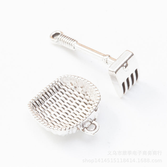 Gold Zinc Alloy Dustpan Rake Charm Pendant for DIY Necklace Bracelet Jewelry Making